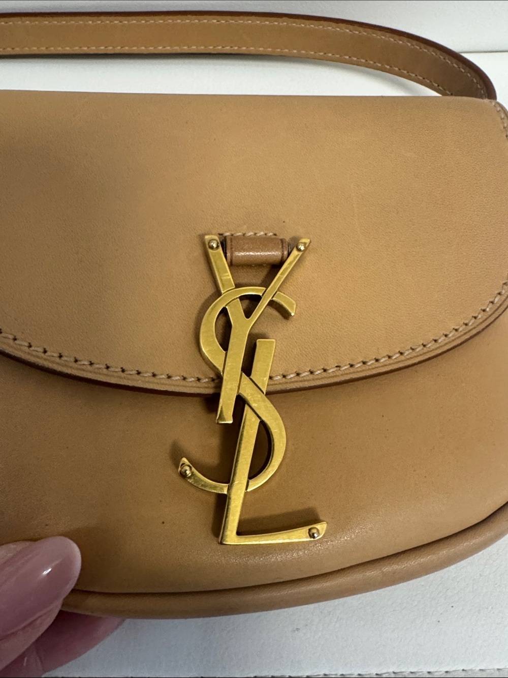 Saint Laurent Camel Leather Small Crossbody with Gold YSL Logo - Picture 2 of 8